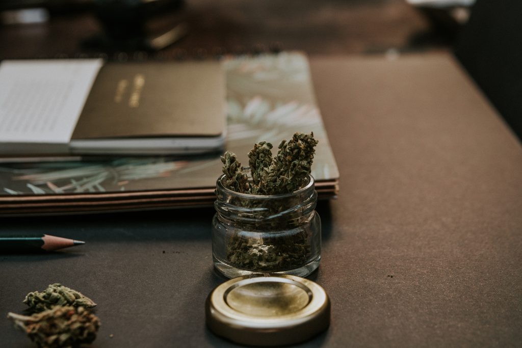 Pot in a glass jar